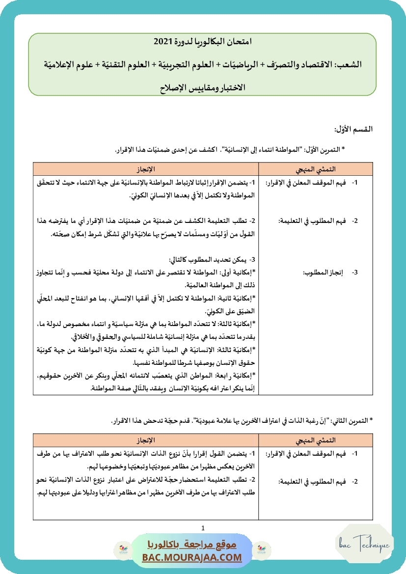 Corrigé principale philo Bac 2021 – Section technique